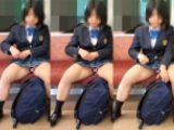（青チェ）ずっと見えてる制服JKパンツをスマホで（4K動画）