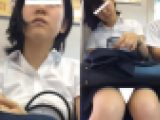 (電車対面）(顔出し)スレンダーボディ…○っぱい豊かに実っちゃった…色白美人OLさんの無防備なお姿を観察しちゃいました!!