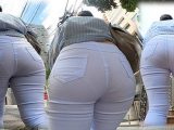 【FullHD】ホワイトジーンズ＋イエローＰでどうやっても喰い込み透ける爆尻
