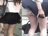 通学路粘り撮り、友達ダブルパンチラ＆チラ