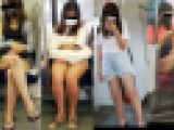 電車内のショーパン女?口隠して太もも隠さず?