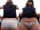 【ワンコイン人妻パンチラ】家で家事してたまんまのカッコで子供見送るゴミ出しおばさん