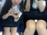 (電車対面）(顔出し)黒のミニタイトスカートと色白のパンストあんよが織り成す…えっちな▼ぞーんのOLさんを観察してみました!!