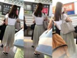 (再販)高身長高品質！モデル級清楚スーパーSS美女！第３弾！大人黒パンティ（花柄刺繍つき）丸見え！ロングスカート直下型撮影！
