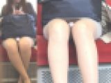 [顔出し][4K動画]美人で美脚なOLさんのもしかして透けてるかもなパ○ツ[ドアップあり]電車からの風景～