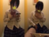 デパートのトイレでこっそりオナニーしちゃうJK?