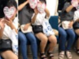 【カメラ目線】JKに睨まれながら射精したい【電車対面】