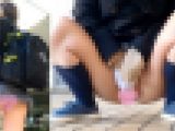 露出オナニー！？大胆Kちゃん屋外なのにヒモTバックの股間に手を突っ込む！