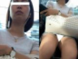 (電車対面）(顔出し）セミロングの…お顔がとってもえっちなOLおねいさん…デニムのミニタイト…無防備な▼ぞーんを観察してみました