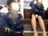 (電車対面）(顔出し)マスクをしても…美人過ぎることが隠し切れないOLさん…パンプスからそそり立つパンストあんよを観察してみまし