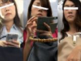 (電車対面）(顔出し)若奥様にチャレンジ…お上品な感じの…タイトスカートをお召になった…3人の若奥様の無防備なお姿を観察してみま