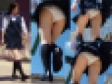 【顔アリ】風にめくられ白パンツお尻が丸出しになる美少女学生の可愛いパンチラ盗撮