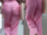 長身スレンダーなハイウエストパンツの巨尻＊ワイドパンツが巨尻過ぎてパツパツ♪歩くたびにケツ肉をタプタプさせるイヤラシイお姉さん