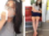 短すぎるスカートからとんでもない美脚見せつけるスタイル抜群の極上美女