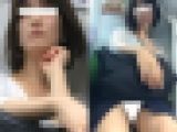 (電車対面）(顔出し)ロングスカートだけど…深いフロントスリットをぱっくり割って攻める超絶美人OLさんを観察してみました!!