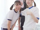 【W手コキ＆フェラ】体操服ブルマの少女フタリに責められ手コキ射精?