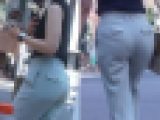 美＊パンティーライン通信＊左右にユラユラ誘惑する巨尻から目が離せないショートヘアーの清楚系OL編