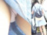 パンチラ盗撮 女子大生 ロリ系女子の白パンツ