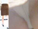 パンチラ盗撮 女子大生 白パンツを接近撮影