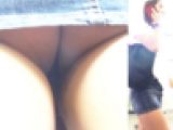 [★新作][★顔出し]パンチラ盗撮 超ミニスカギャル 黒いTバックと尻が丸見え