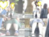 お座りお姉さん発見！！（ＦＨＤ）大変です！！パンツが見えてますよ１６１