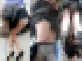 駅構内にて美女が屈んでモロパンチラ！めくり&amp;前後密着悩殺パンチラ盗撮動画（Full HD）
