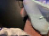 【再販】パンティ着用して着衣内射精　薄いレースのパンティと青色レースパンティの重ね履き！