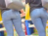王道スキニーデニムの超パッツン爆尻！ジューシーで肉厚なムニュンとした出っ尻で男を挑発！下品な肉食系 お姉さん編