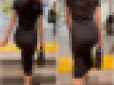 【再販】《４K・高画質》 No.782「ピチピチ過ぎてPラインが！エロいデザインの黒ワンピ」