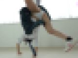 青チェ制服でハイキック〜スローモーション純白パンチラ