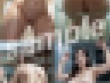 【極上質感】ガラスに押し付ける巨乳と巨尻!!太もも、生足が脚フェチには堪らない!!