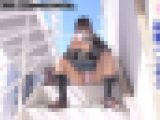 真冬の帰り道、生足ハイソックス制服（1）階段パンチラ、M字開脚