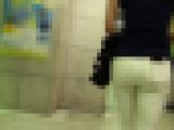 【FHD高画質】足首まで真空パックのような白パンOL